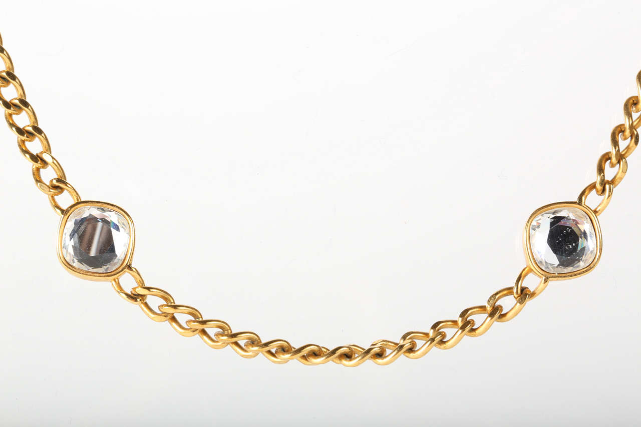 Chanel Chain Necklace with Crystals In Excellent Condition In Palm Desert, CA