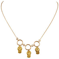 Maison Auclert Paris Necklace with Antique Gold Etruscan Artifacts
