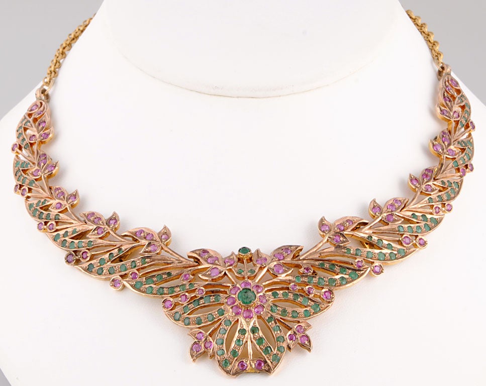 Vintage Emerald & Ruby  Necklace 80's India Piece 1