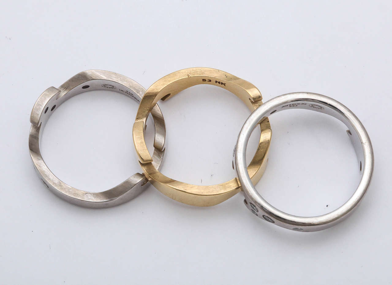 Modern Georg Jensen by Nina Koppel Diamond Gold Fusion Ring For Sale