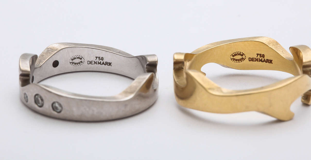 Women's Georg Jensen by Nina Koppel Diamond Gold Fusion Ring For Sale