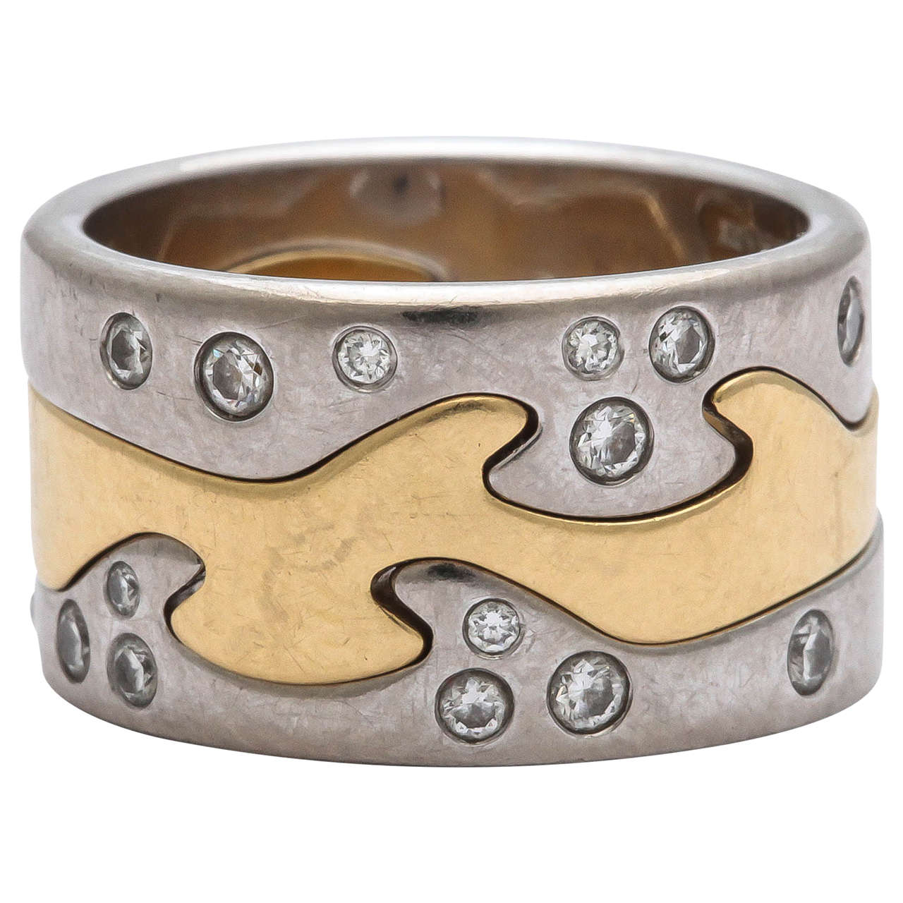 Georg Jensen by Nina Koppel Diamond Gold Fusion Ring For Sale