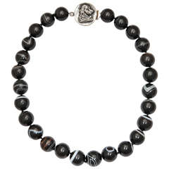 Striped Agate Necklace with Decorative Clasp 1