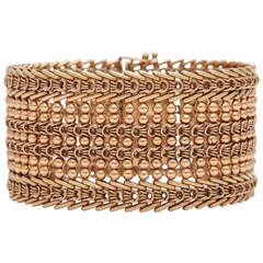 Vintage Wide Woven Gold Bracelet