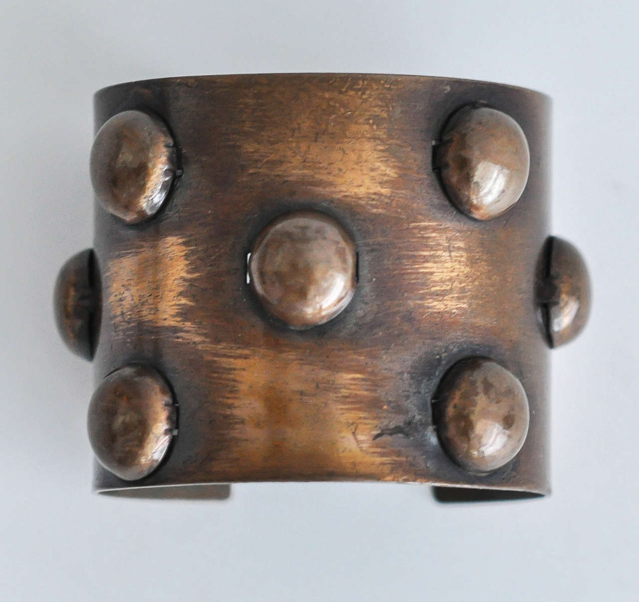 Modernist 1950s Rebajes Geometric Copper Cuff For Sale