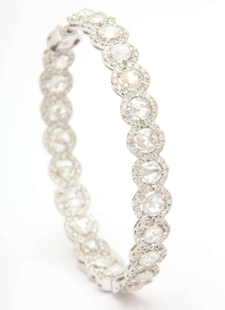 European Cut Diamond Hoops in White Gold In New Condition For Sale In New York, NY