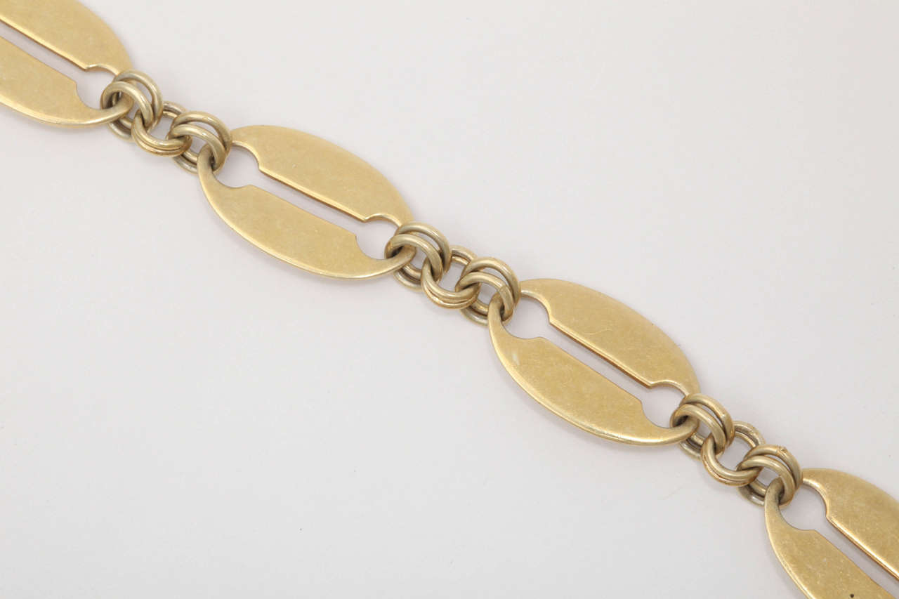 Russian Revival Russian Gilded Silver Link Chain by Marie Betteley For Sale