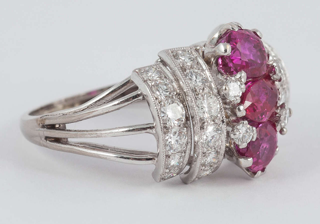 Stunning natural Ruby and Diamond ring from the 1960's. Set in Platinum

Finger size Q