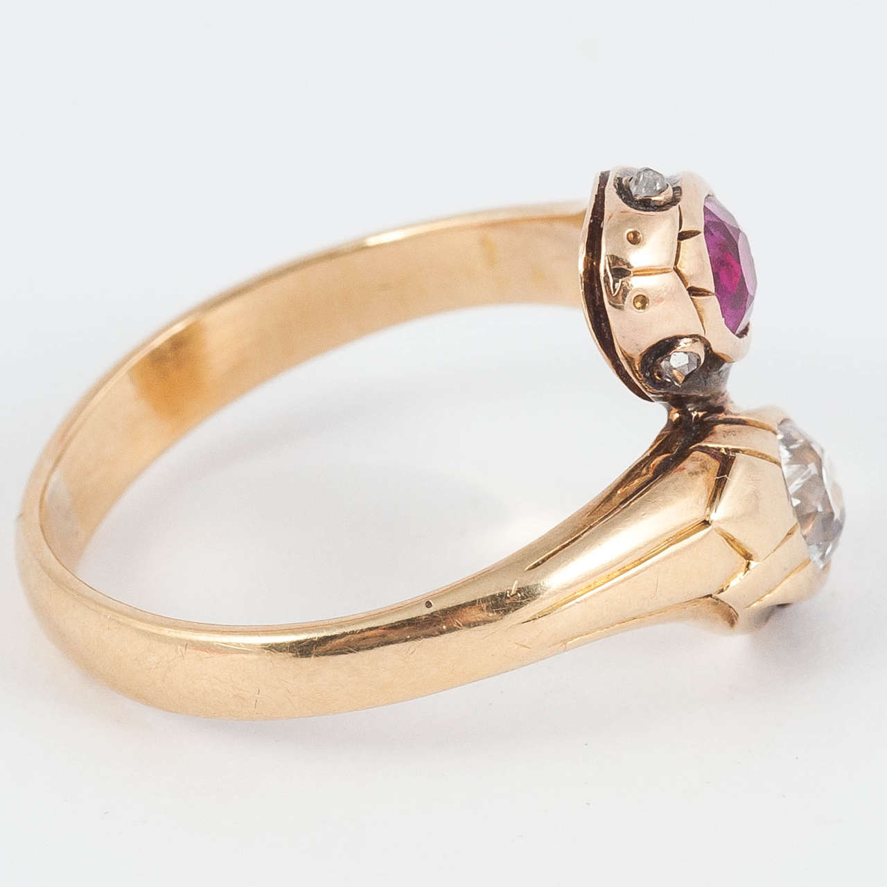 Victorian Ruby Diamond Gold Serpent Ring For Sale 2