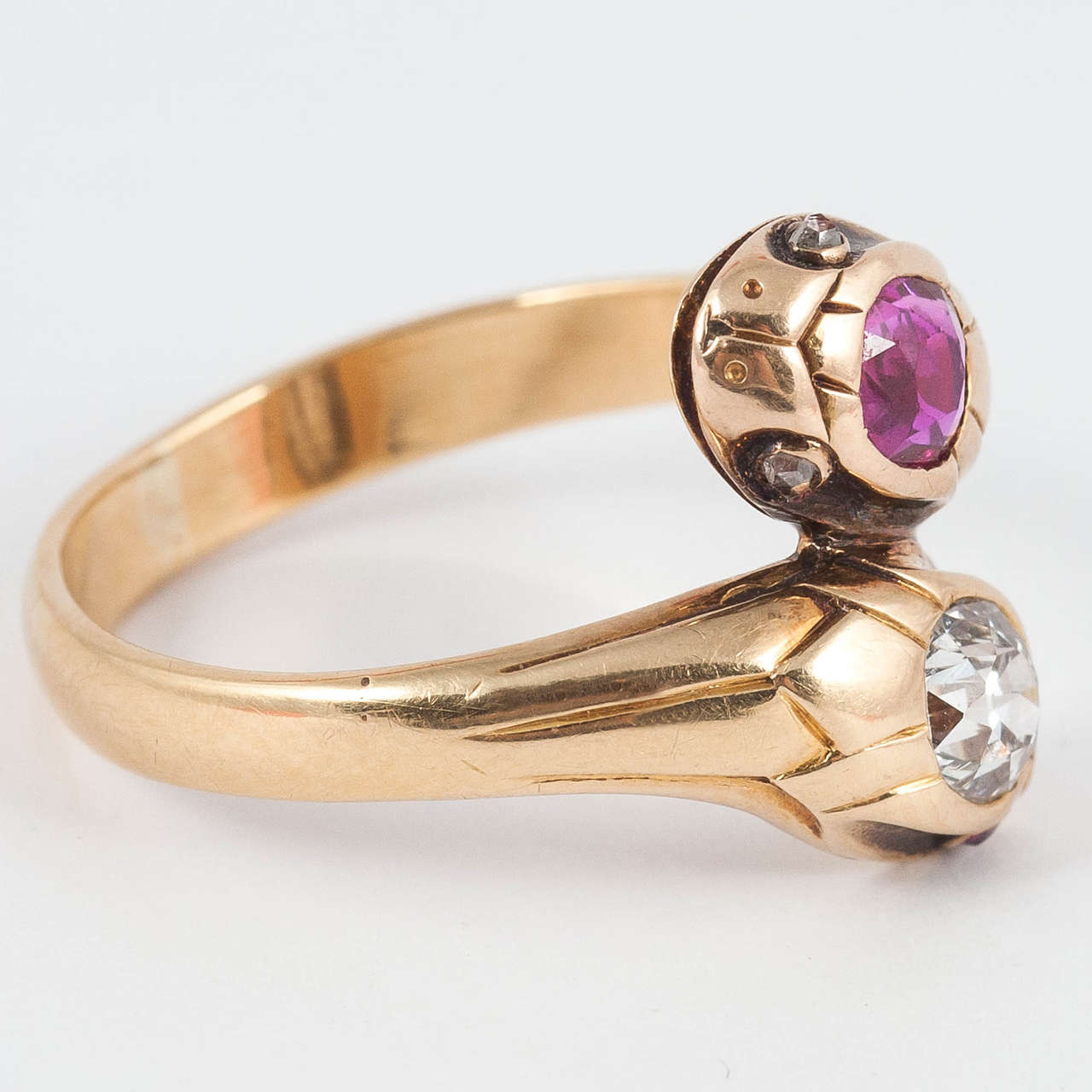 Victorian Ruby Diamond Gold Serpent Ring For Sale 3