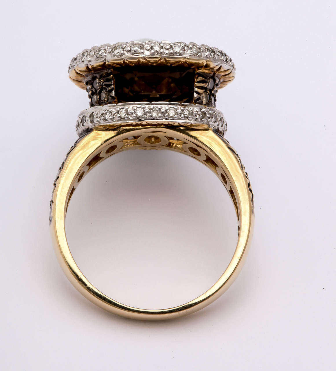 Great Smoky Topaz and Brown Diamond Ring In New Condition For Sale In TRYON, NC