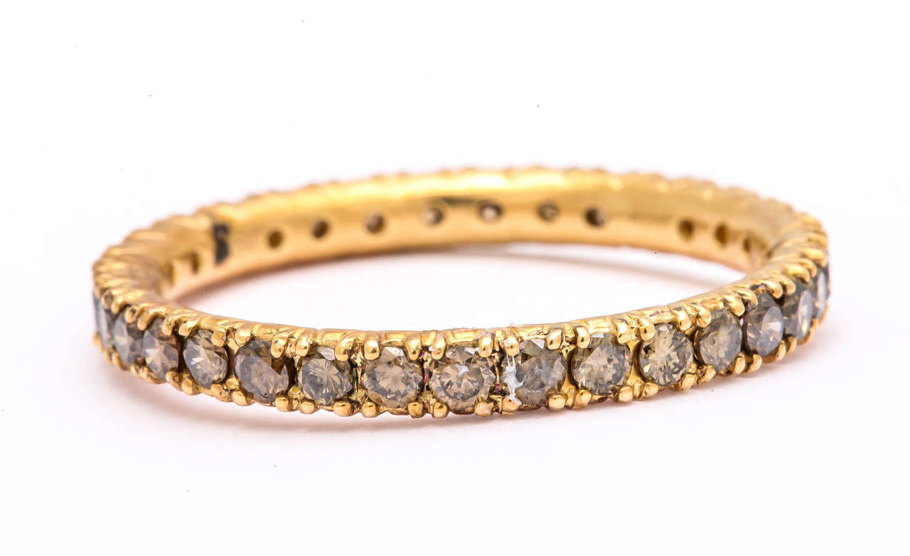 Contemporary Brown Diamond Gold Eternity Band Ring For Sale