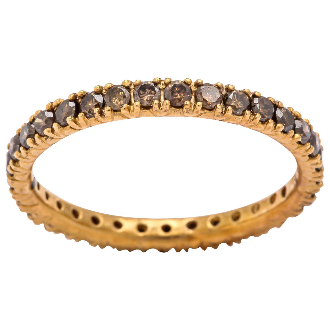 Brown Diamond Gold Eternity Band Ring For Sale
