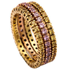 Yellow and Pink Sapphire Gold Stacking Band Rings