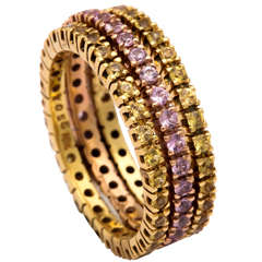 Yellow and Pink Sapphire Gold Stacking Band Rings 1