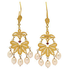 Classical High Carat Gold Dangle Earrings