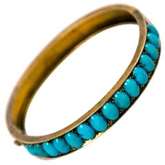 Turquoise and Gold Antique Bangle