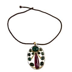 Varying Shades of Tourmaline Arstist made Pendent on Silk Presented by Carol Marks Varying Shades of Tourmaline Arstist made Pendent on Silk Presented by Carol Marks