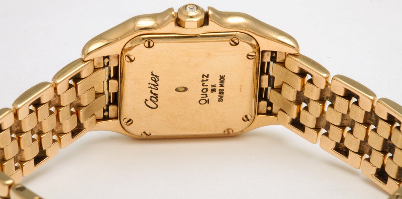 Cartier Lady's Yellow Gold and Diamond Panthere Wristwatch For Sale 2