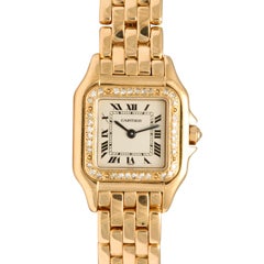 Vintage Cartier Lady's Yellow Gold and Diamond Panthere Wristwatch