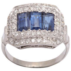 Antique 1920
s Platinum, Sapphire and Diamond Art Deco Ring