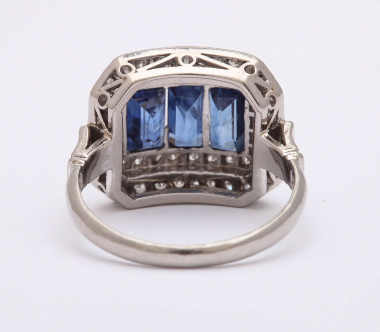 1920's Platinum, Sapphire and Diamond Art Deco Ring at 1stdibs
