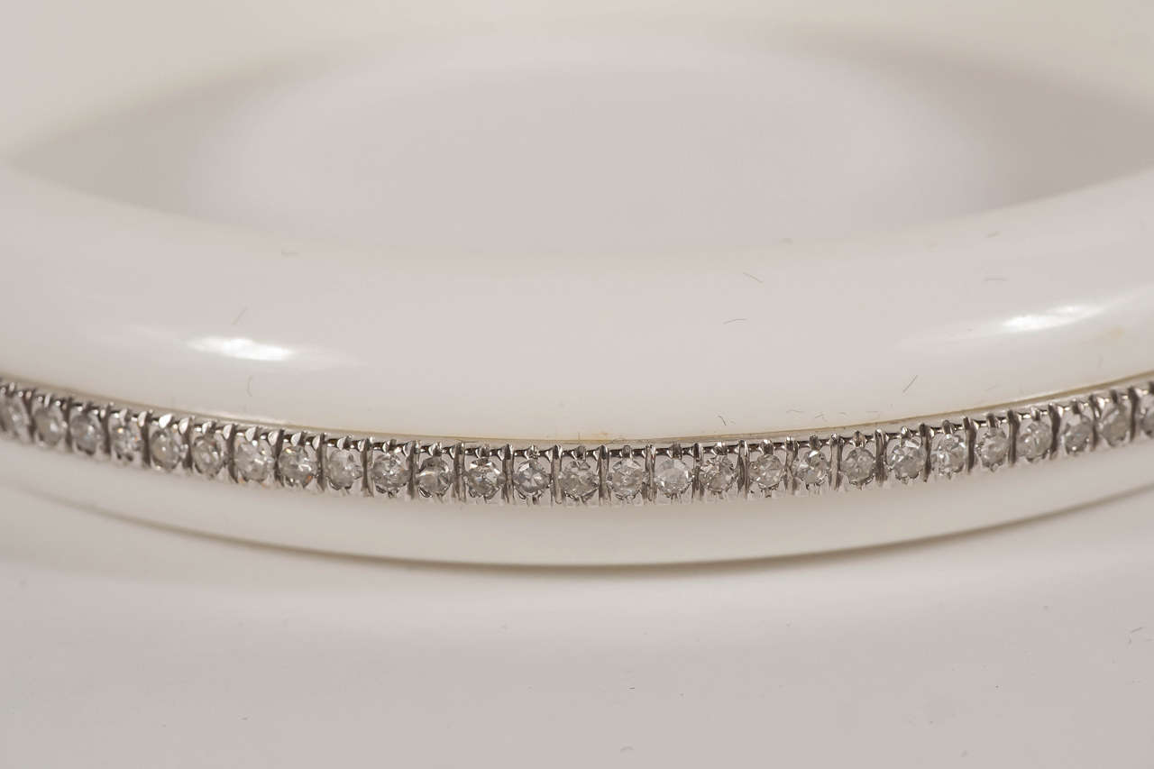 Modernist Bakelite Diamond Gold Bangle Bracelet 1