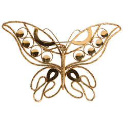 Vintage Impressive Large Scale Gold Butterfly Pendant  Brooch