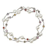 South sea pearl and colored stone long chain