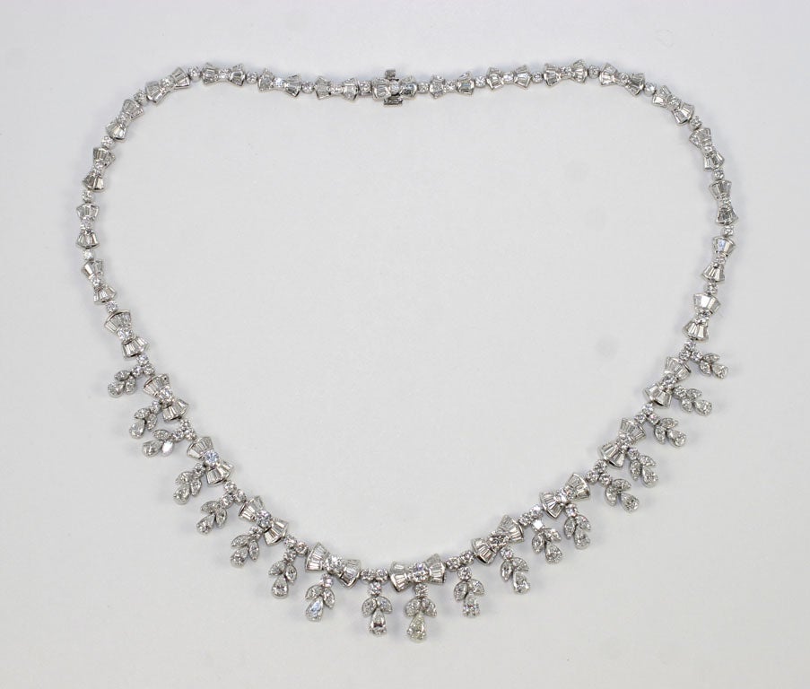 Platinum and Diamond Pearl Shaped Diamond Necklace For Sale at 1stDibs