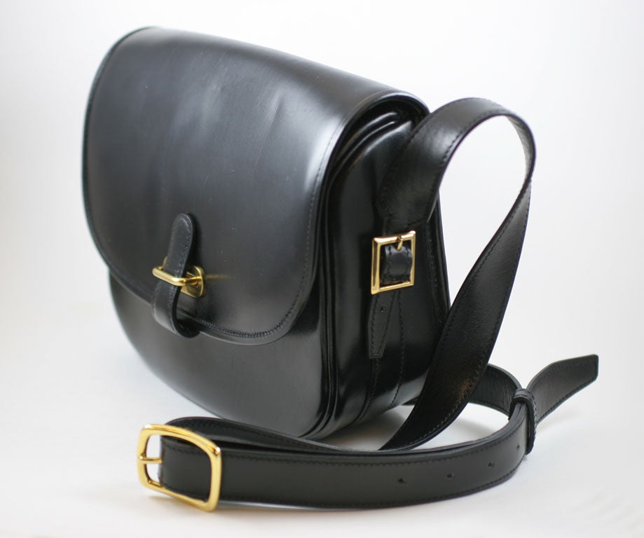 Women's J.P. Renard Navy Leather Shoulder Saddlebag Style