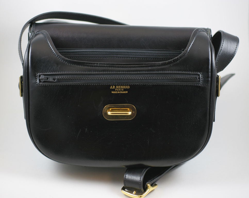 J.P. Renard Navy Leather Shoulder Saddlebag Style 3