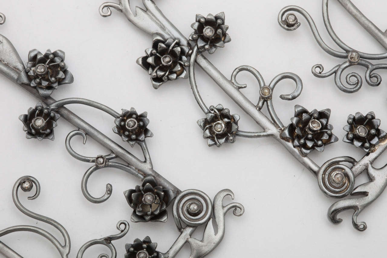 Contemporary Diamond Sterling Silver Window Pane Earrings