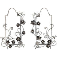 Diamond Sterling Silver Window Pane Earrings