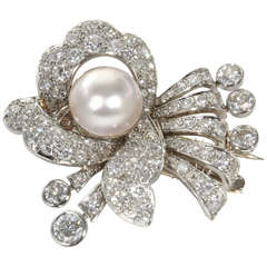 1930s Pearl Diamond Platinum Hair Piece or Brooch 8