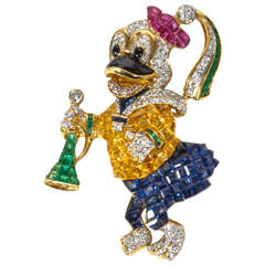 Unique Sapphire Ruby Emerald Diamond Duck Pin 4