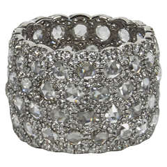 Unique Wide Rose and Full Cut Diamond Band Ring 11