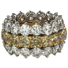 Fabulous Yellow and White Diamond Wide Band Ring 8