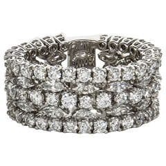 Unique Multi Shape Wide Diamond Gold Band Ring 12