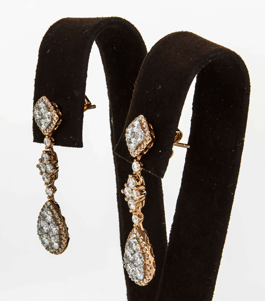 Women's Classic Diamond Gold Drop Earrings