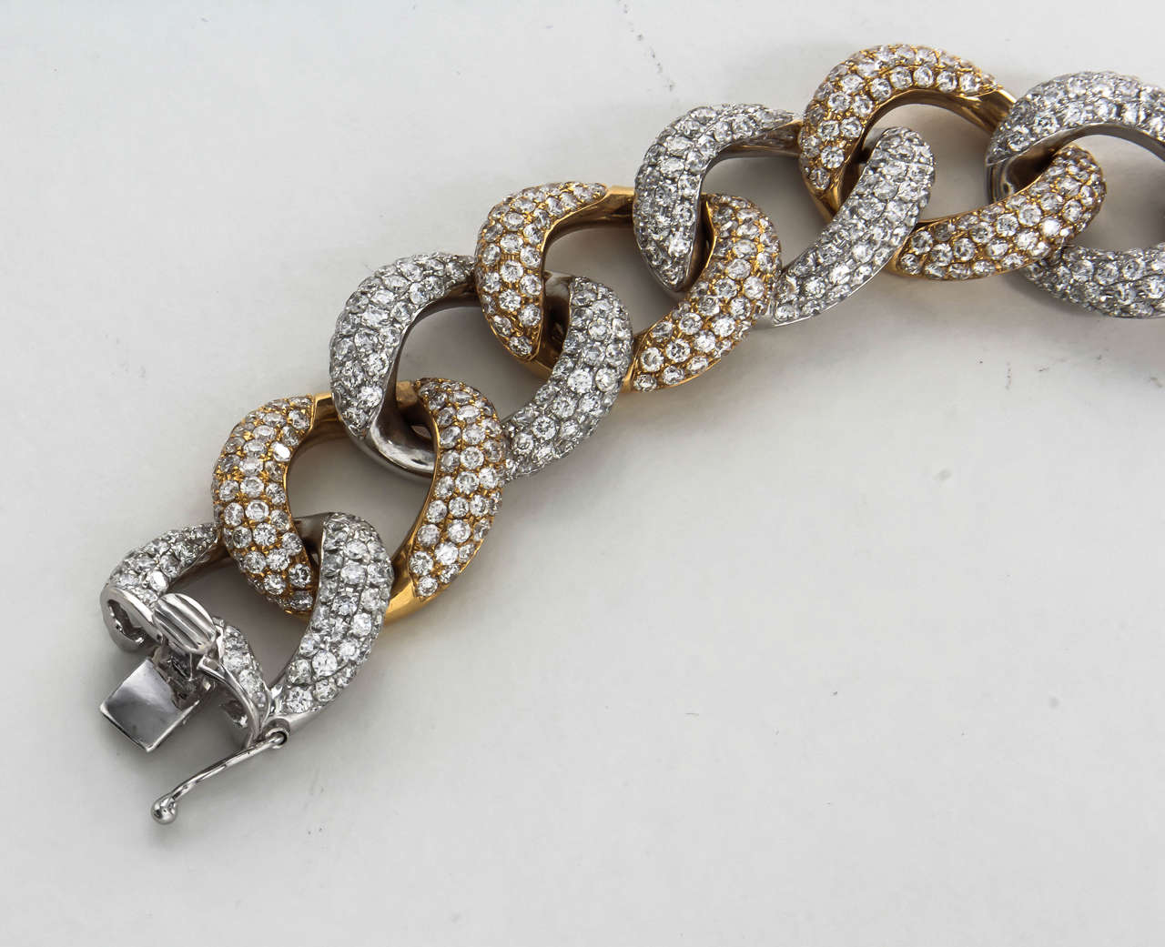 Women's Diamond Two-Color Gold Link Bracelet