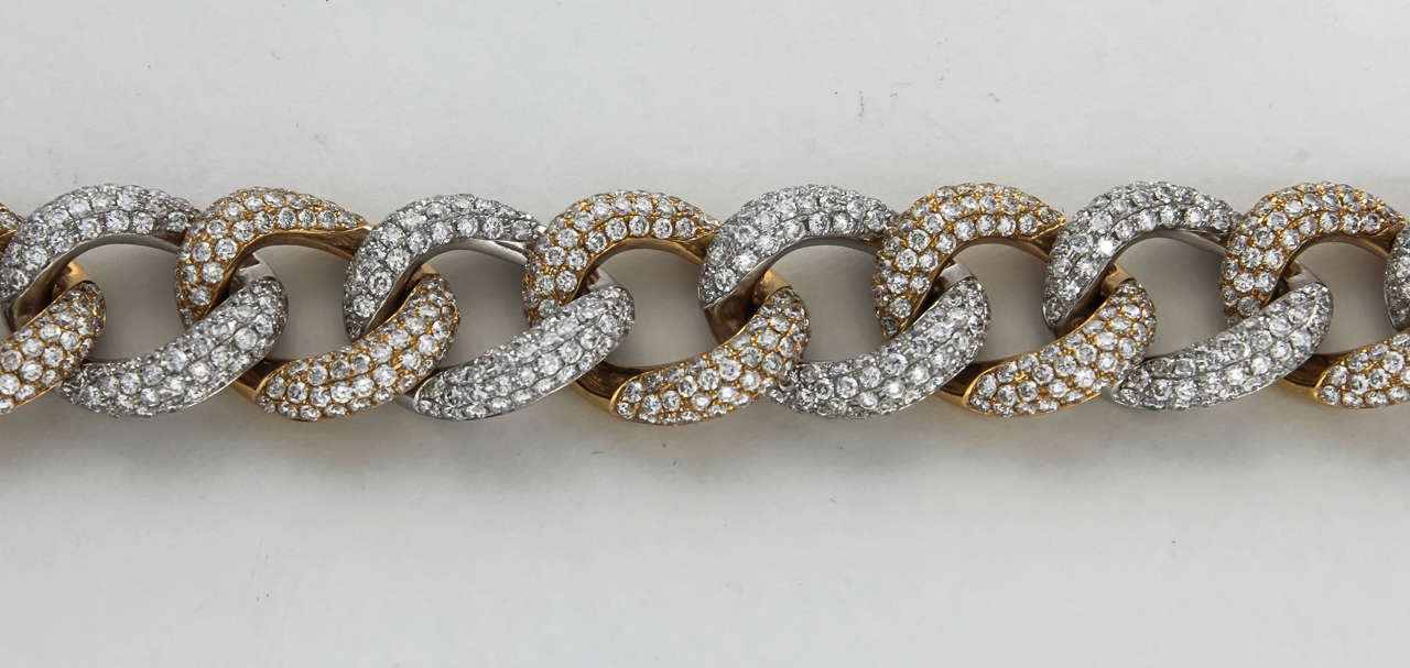 Diamond Two-Color Gold Link Bracelet 1