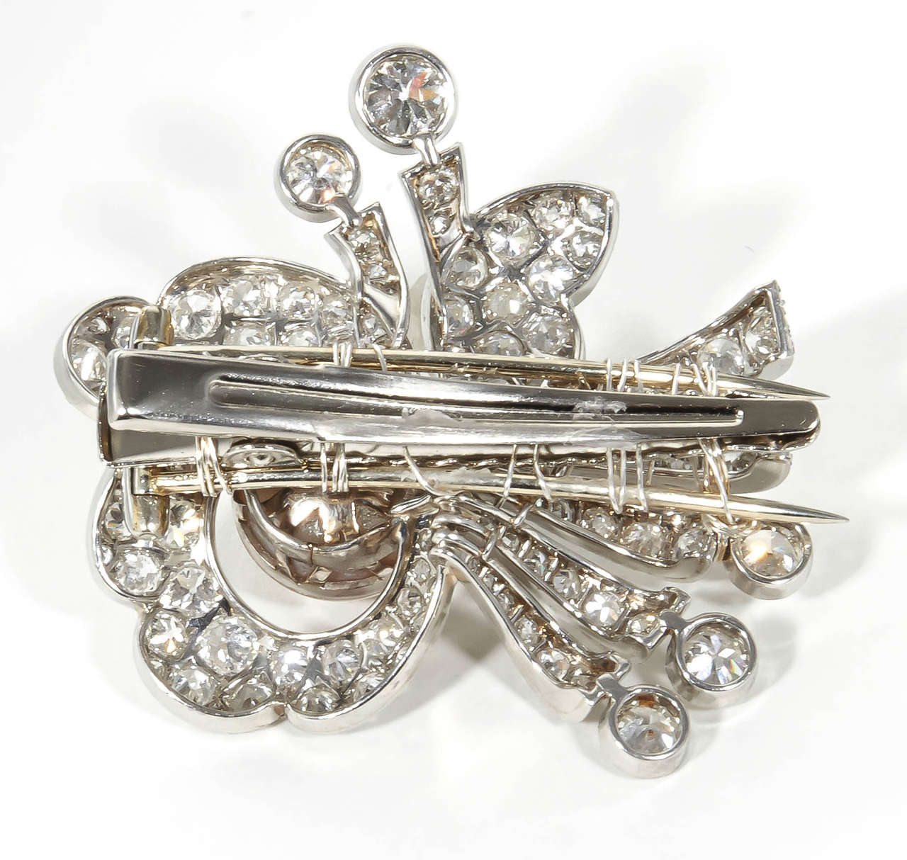 1930s Pearl Diamond Platinum Hair Piece or Brooch For Sale at 1stDibs