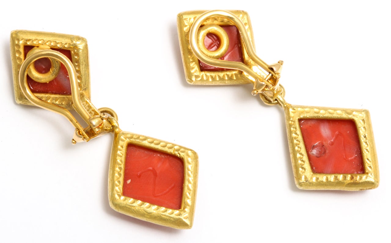Women's ZOLOTAS Gold And High Quality Coral Pendant Drop Earrings
