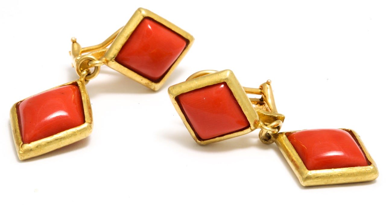 ZOLOTAS Gold And High Quality Coral Pendant Drop Earrings 1