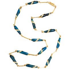 LALOUNIS Gold And Lapis Wrap Chain Necklace