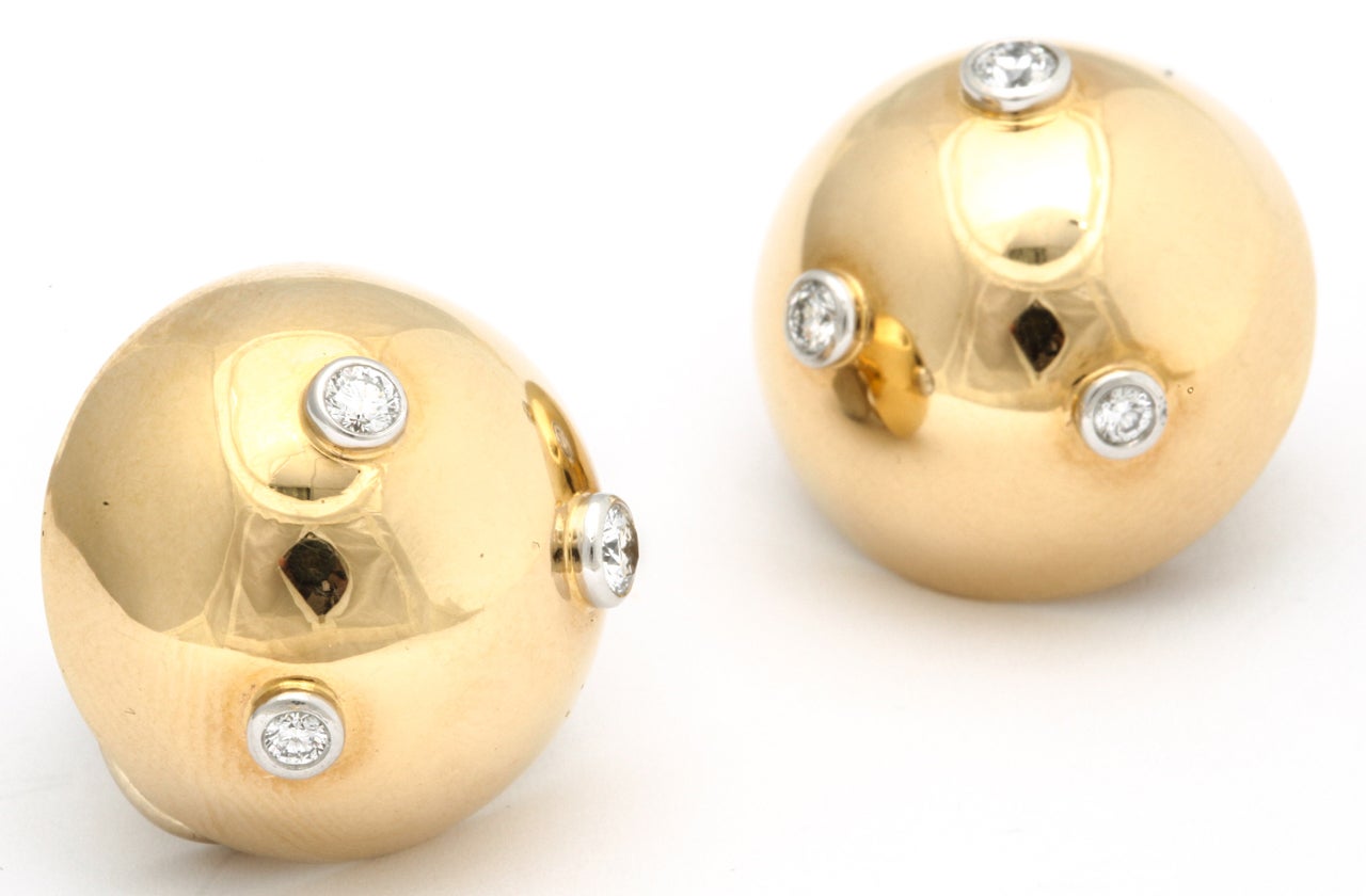 Women's TIFFANY & CO. Gold And Diamond Ball Earrings