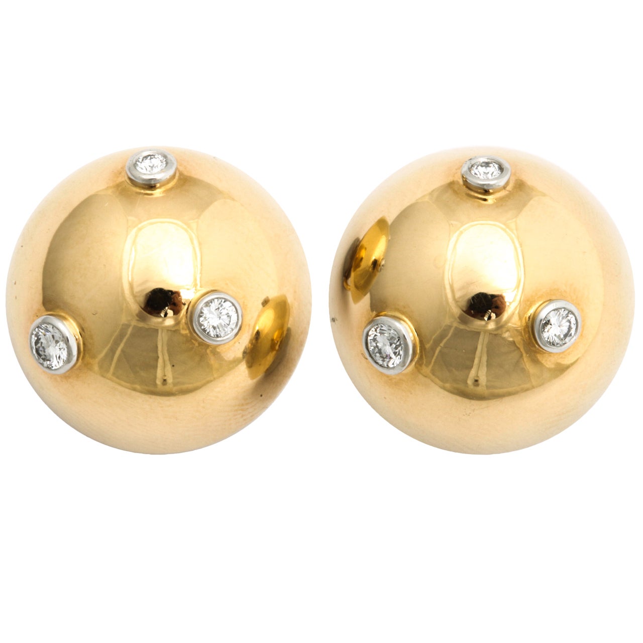 TIFFANY & CO. Gold And Diamond Ball Earrings