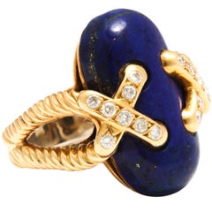 SPRITZER AND FUHRMAN Gold Diamond And Lapis Lazuli Ring