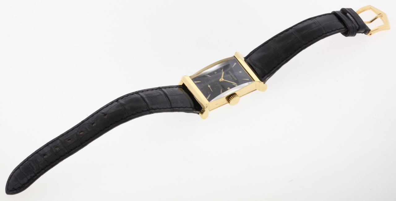 Patek Philippe Rare Yellow Gold Rectangular Wristwatch Ref 2404 In Good Condition In New York, NY